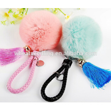 wholesale alibaba women DIY Rabbit Fur Pom Pom Keychain handBag Pendant tassel Key Ring